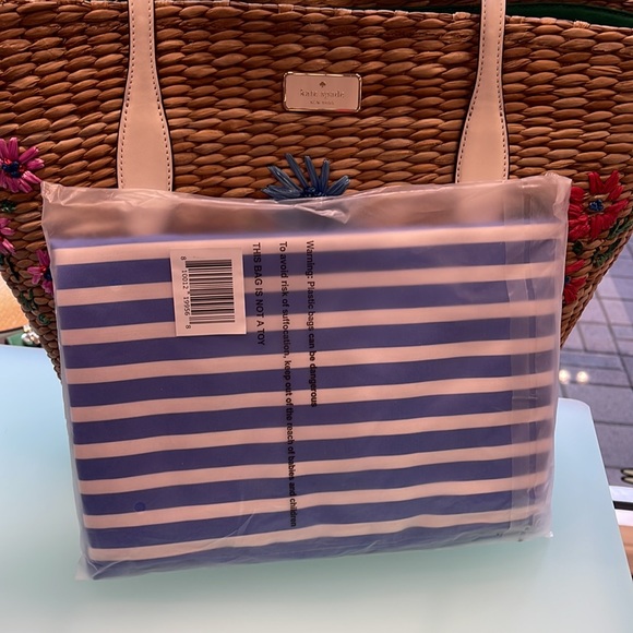 Kate Spade Purple-Blue Canvas Tote XL Reusable Shopping Beach Bag - Picture 14 of 16